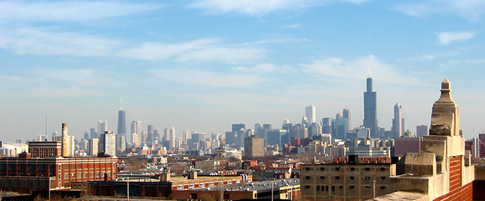 View of Chicago Skyline from ICON rooftop